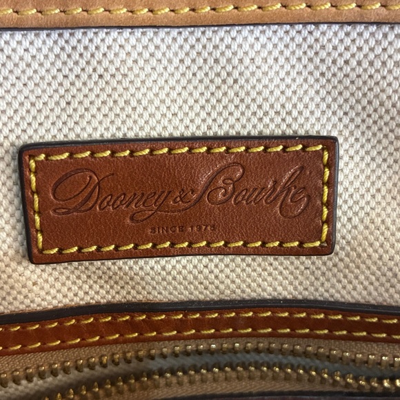 Dooney & Bourke Tan Monogram Domed Logo Satchel - Picture 6 of 7
